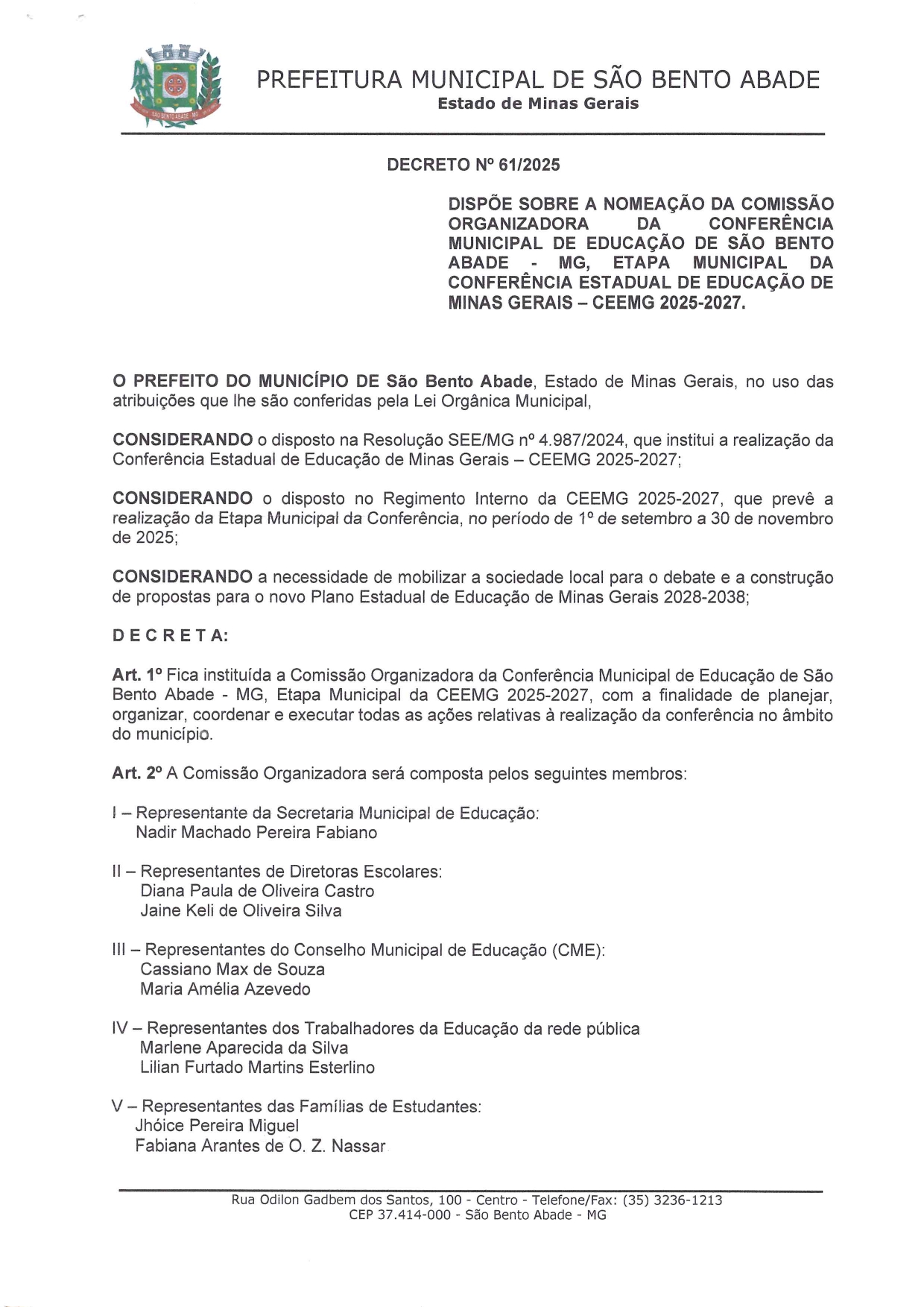 Decreto Nomeação da Comissão page 0001