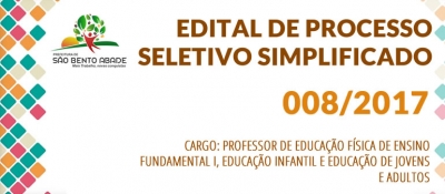PS N&ordm; 008/2017 - Professor de Educa&ccedil;&atilde;o F&iacute;sica