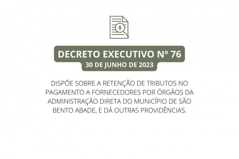 Decreto 76 do Executivo - IR na fonte