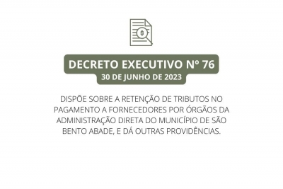 Decreto 76 do Executivo - IR na fonte