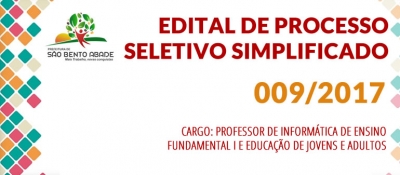 PS N&ordm; 009/2017 - Professor de Inform&aacute;tica